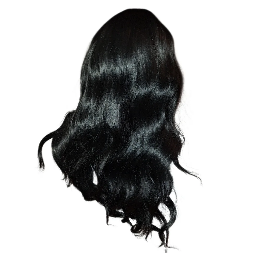Black Wig with Bangs 24 inches Cosplay Party Daily Use Synthetic NEW